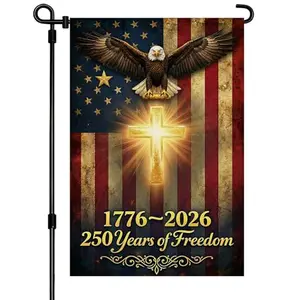 XINNK 250 Anniversary USA Eagle Cross Garden Flag Double Sided Waterproof