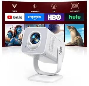 Compact white TOPTRO TP2 mini projector with 270° rotatable stand