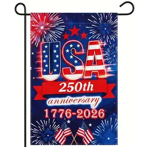 UIMIU 250 years of freedom garden flag, 3-ply, fireworks and American flag design