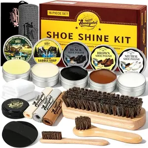 Awaydol shoe shine kit with saddle soap, mink oil, and polish
