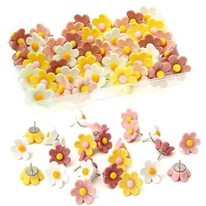 Miskate flower push pins in box with four colors