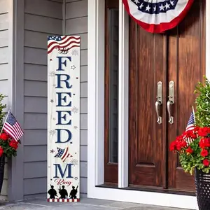 Vicenpal 46-inch wooden freedom patriotic porch sign with USA flag design