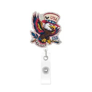 MMNHJHUT 250th anniversary vintage eagle badge reel with alligator clip