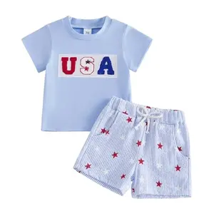 Sprifallbaby baby boy USA t-shirt and shorts set