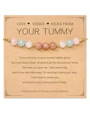 Natural gemstone bracelet with message card