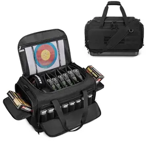 GOBUROS Tactical Gun Range Duffle Bag with Molded Bottom in black with MOLLE system