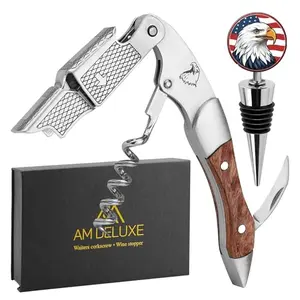 AM DELUXE patriotic wine opener set with rosewood