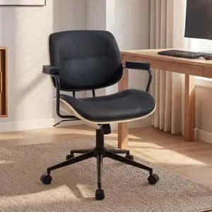 BV BONNE VIE black and walnut office chair with wheels
