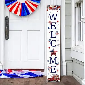 Seimip 47.2-inch wooden patriotic truck porch sign with American flag design