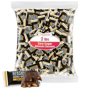Bag of zero sugar milk chocolate with almonds mini bars