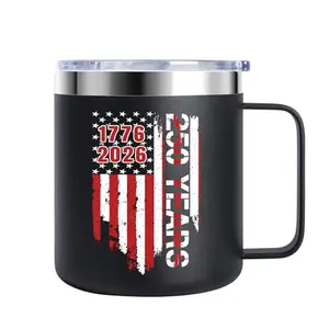 ZAHUOMUG 12oz stainless steel coffee travel mug with patriotic design