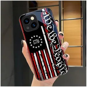 Aeronwen 1776 USA flag art glossy iPhone 14 case
