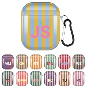 YahCase custom initials striped case for AirPods 1/2 with glossy full-wrap print
