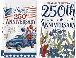 DTDO 250th anniversary kitchen towels with two distinct seasonal prints in red