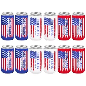 12-pack of patriotic can cooler sleeves in celebration of the 250th anniversary