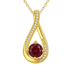Zoeniya infinity ruby necklace gold plated on white