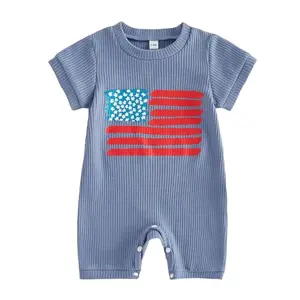 Rourufy baby boy 4th of July American flag onesie