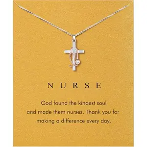 Baydurcan stethoscope cross necklace with message card