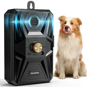 Queenmew automatic ultrasonic bark control device mounted on tree outdoors