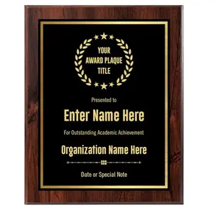 Classic Awards 6x8 inch custom plaque with laser-engraved metal plate and solid wood frame