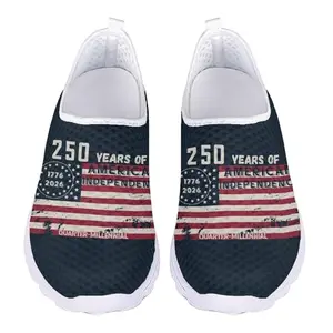 Belidome 250th anniversary women's slip-on sneakers with customizable American flag design
