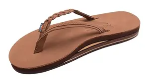 Rainbow Sandals Women's Flirty Braidy in redwood with braided leather strap and double layer arch