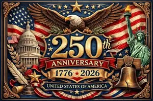 Generic 1000 piece wooden jigsaw puzzle of USA 250th anniversary with eagle and flag motifs