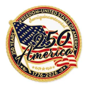 PinMart America 250 Years Enamel Lapel Pin with sandblast texture and gold plating
