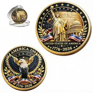 A 1776-2026 commemorative coin featuring Mount Rushmore and other U.S. landmarks