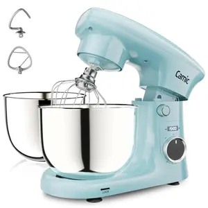 Blue Camic stand mixer with 4.2 and 5.3 QT nesting bowls and digital timer