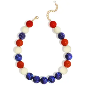 FAUTHENTICUTE chunky red white blue beaded necklace for teacher outfit