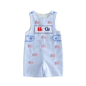 FIOMVA baby sleeveless American flag romper, ideal for hot summer BBQ days