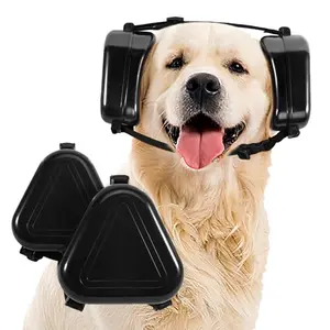 Black uaidie dog ear muffs with leather look