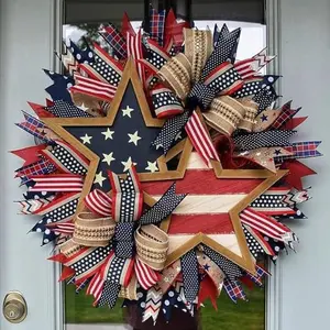 REALHAWK 18-inch 3D eagle patriotic wreath with UV-protected red white and blue design